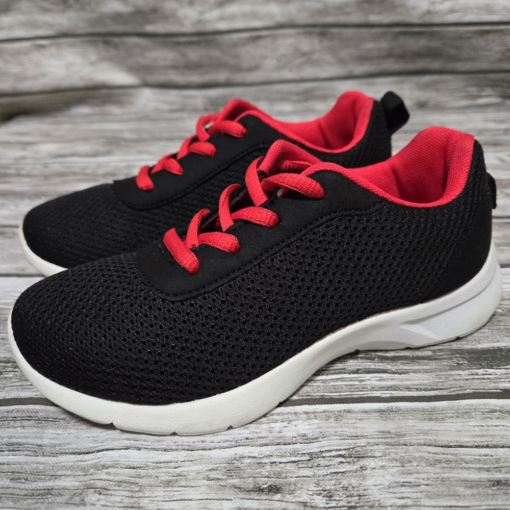 Pro player red and black mesh tie shoes